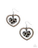 Paparazzi Leopard Love - Black Heart Earrings