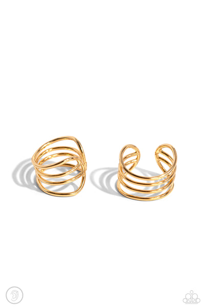 Paparazzi Linear Leader - Gold Ear Cuffs Earrings