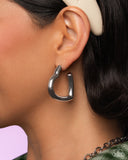 Paparazzi Local Attraction- Silver Heart Hoops
