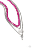 Paparazzi Locked Labor - Pink Metallic Necklace