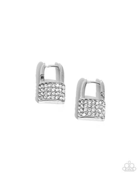 Paparazzi Locked Luxury - White Earrings