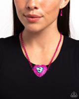 Paparazzi Locket Leisure - Pink Heart Necklace