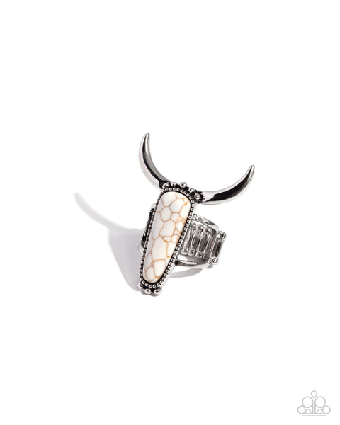 Paparazzi Longhorn Luxe - White Ring