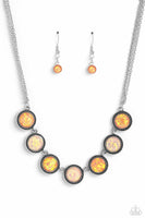 Paparazzi Looking for DOUBLE - Orange Shimmer Opalescent Gems Necklace