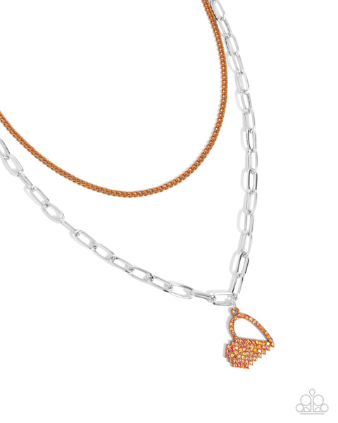 Paparazzi Love Comes and Goes... - Orange Heart Necklace