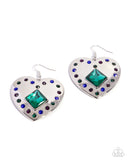 Paparazzi Lovely Lights- Green Heart Earrings