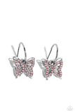 Paparazzi Lyrical Layers - Pink Tiny Hoops Butterfly Earrings