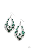 Paparazzi Majestic Masquerade - Green Emerald Earrings