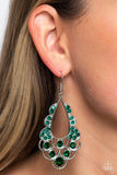 Paparazzi Majestic Masquerade - Green Emerald Earrings