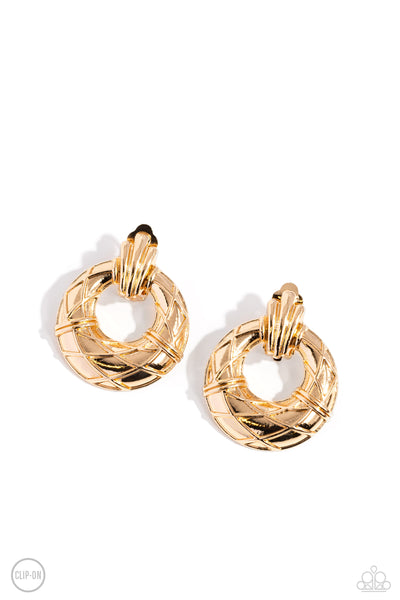 Paparazzi Metro Voyage - Gold Earrings ClipOns