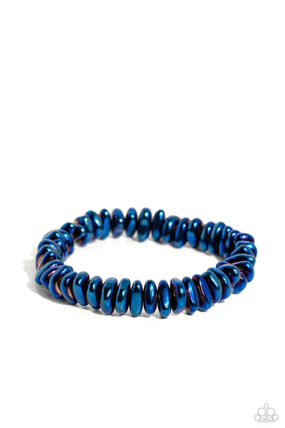 Paparazzi Monochromatic Mechanic - Blue hue Metallic Bracelet