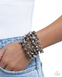 Paparazzi Monochromatic Mosaic- Silver Bracelet