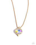 Paparazzi Motivated Maverick - Gold Oval Gem Necklace