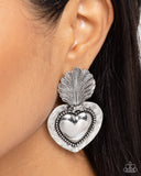Paparazzi Mythical Moment - Silver Heart Earrings