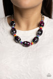 Paparazzi No Laughing SPLATTER - Pink Floral Necklace