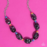 Paparazzi No Laughing SPLATTER - Pink Floral Necklace