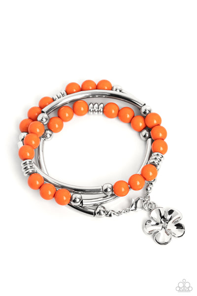 Paparazzi Off the WRAP - Orange Beading Bracelet