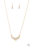 Paparazzi One Empire at a Time - Gold Iridescent Marquise Cut Necklace