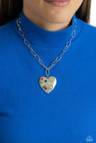Paparazzi Online Dating - Green Heart Necklace