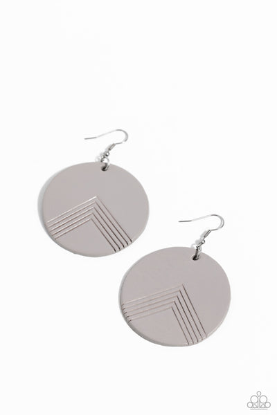 Paparazzi On the Edge of Edgy - Silver Leather Earrings