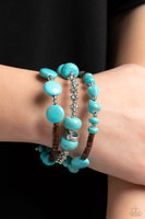 Paparazzi Operation Outdoors - Blue Turquoise Wooden Beads Bracelet