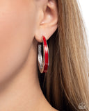 Paparazzi Painted Prowess- Red Hoops Earrings