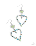 Paparazzi Parallel Passion - Green Heart Earrings