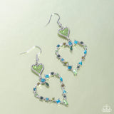 Paparazzi Parallel Passion - Green Heart Earrings