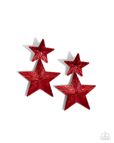 Paparazzi Patriotic Promise - Red Earrings