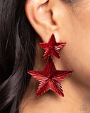 Paparazzi Patriotic Promise - Red Earrings