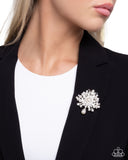 Paparazzi Perennial Polish- White Brooch
