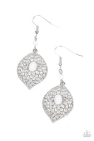 Paparazzi Perky Perennial - White Earrings