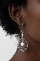 Paparazzi Perky Perennial - White Earrings