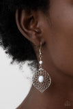 Paparazzi Perky Perennial - White Earrings