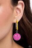 Paparazzi Personable Pizzazz - Pink Smiley Face Earrings