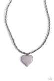Paparazzi Picturesque Pairing - Silver Oversized Heart Stone Necklace