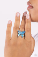 Paparazzi Playfully Polished - Blue Butterfly Ring