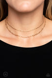 Paparazzi Polished Paperclips - Gold Double Chain Necklace