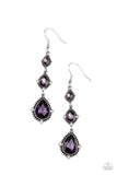 Paparazzi Prague Princess - Purple Teardrop Gems Earrings