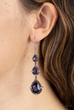 Paparazzi Prague Princess - Purple Teardrop Gems Earrings