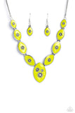 Paparazzi Pressed Flowers - Green Love Bird Paint Necklace