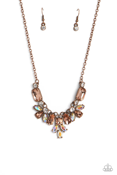 Paparazzi Prima Donna Dazzle - Copper Iridescent Marquise Cut Necklace