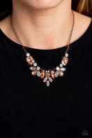 Paparazzi Prima Donna Dazzle - Copper Iridescent Marquise Cut Necklace