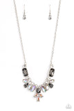 Paparazzi Prima Donna Dazzle - Silver Iridescent Marquise Cut Necklace
