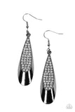 Paparazzi Prismatically Persuasive - Black Gunmetal Glassy White Rhinestones Earrings