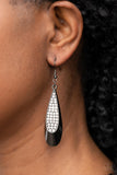 Paparazzi Prismatically Persuasive - Black Gunmetal Glassy White Rhinestones Earrings