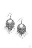 Paparazzi Prismatically Prairie - White Glassy Earrings