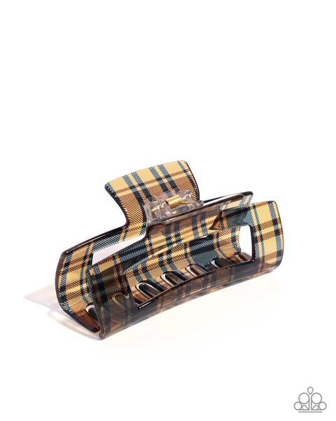 Paparazzi Prized Plaid- Brown Hair Clip