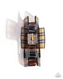 Paparazzi Prized Plaid- Brown Hair Clip