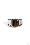 Paparazzi Regal Resistance - Brown Square Cut Tiger's Eye Ring